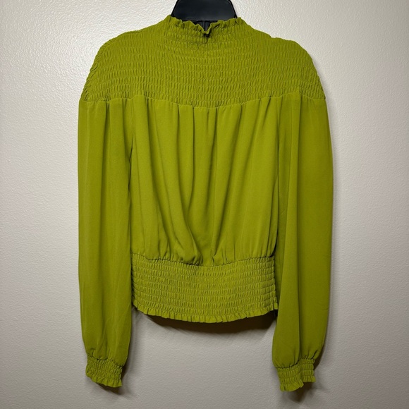 Naked Zebra Tops - NAKED ZEBRA Long Sleeve Mock Neck Blouse Lime Green Women’s Size Medium